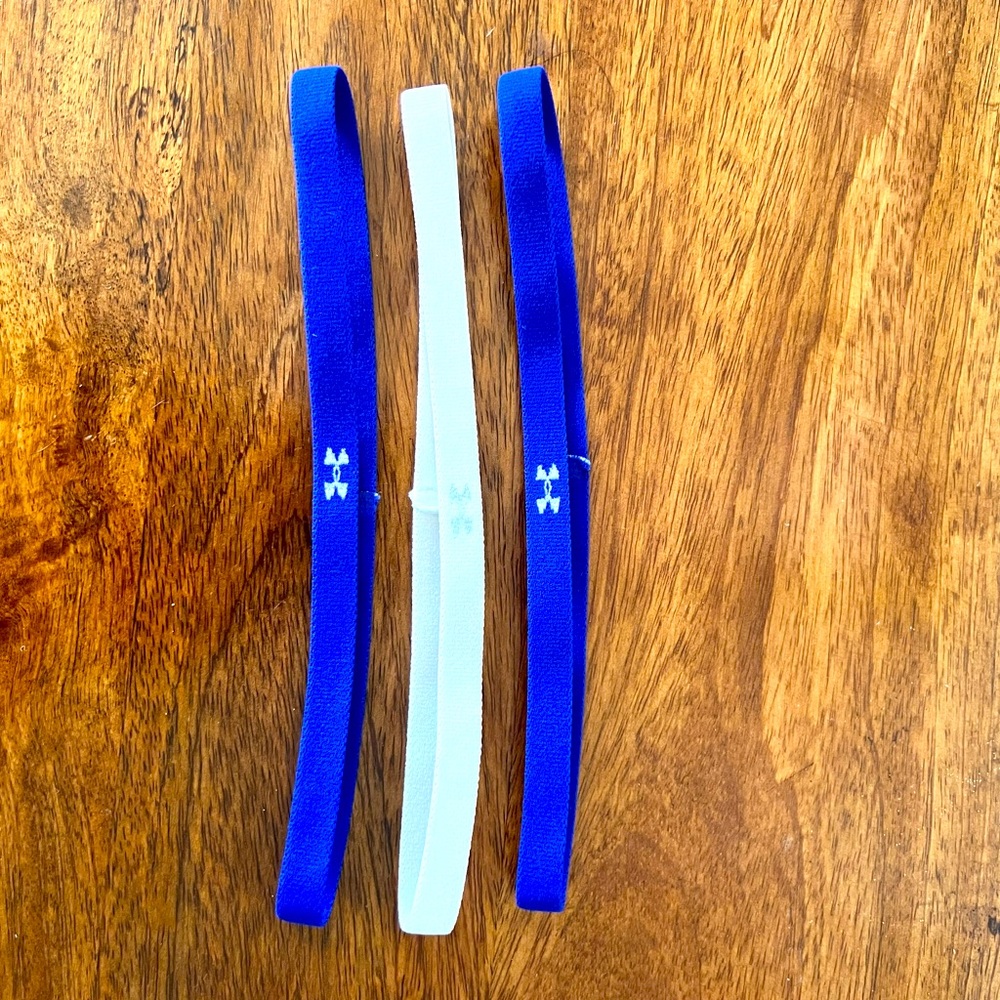 Blue and White Under Armour Headbands